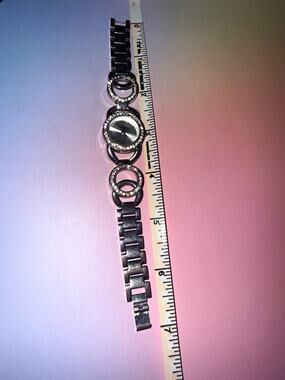 Kim Rogers Women's Quartz Analog Dress Watch Rhinestone Bezel Silver Bracelet